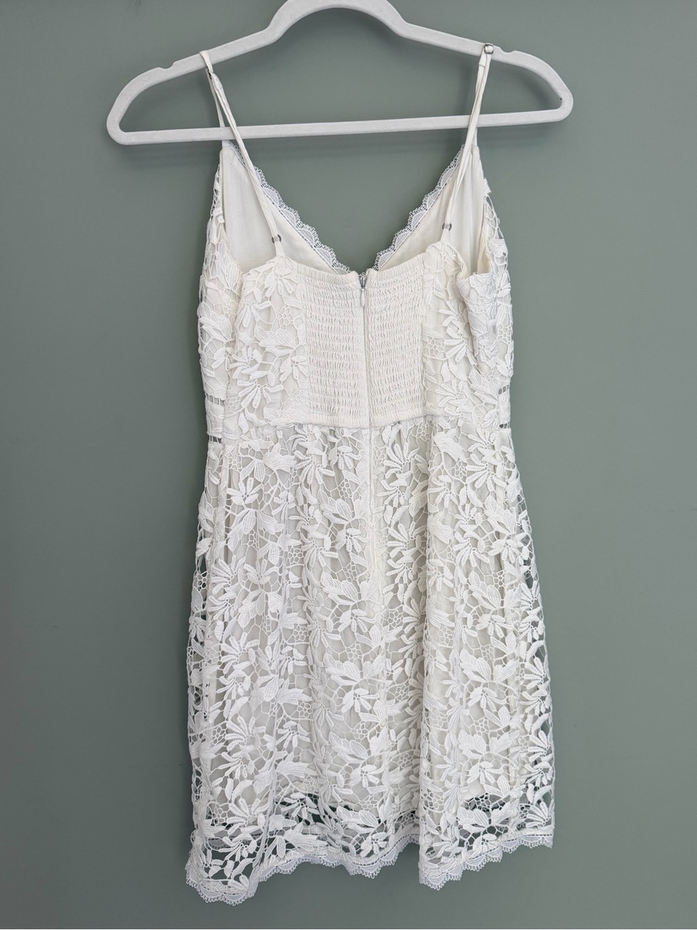 Abercrombie & Fitch White Lace V-Neck Sleeveless Mini Dress Bridal Honeymoon - Picture 9 of 17